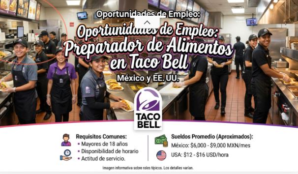 Vacante de Preparador de Alimentos en Taco Bell